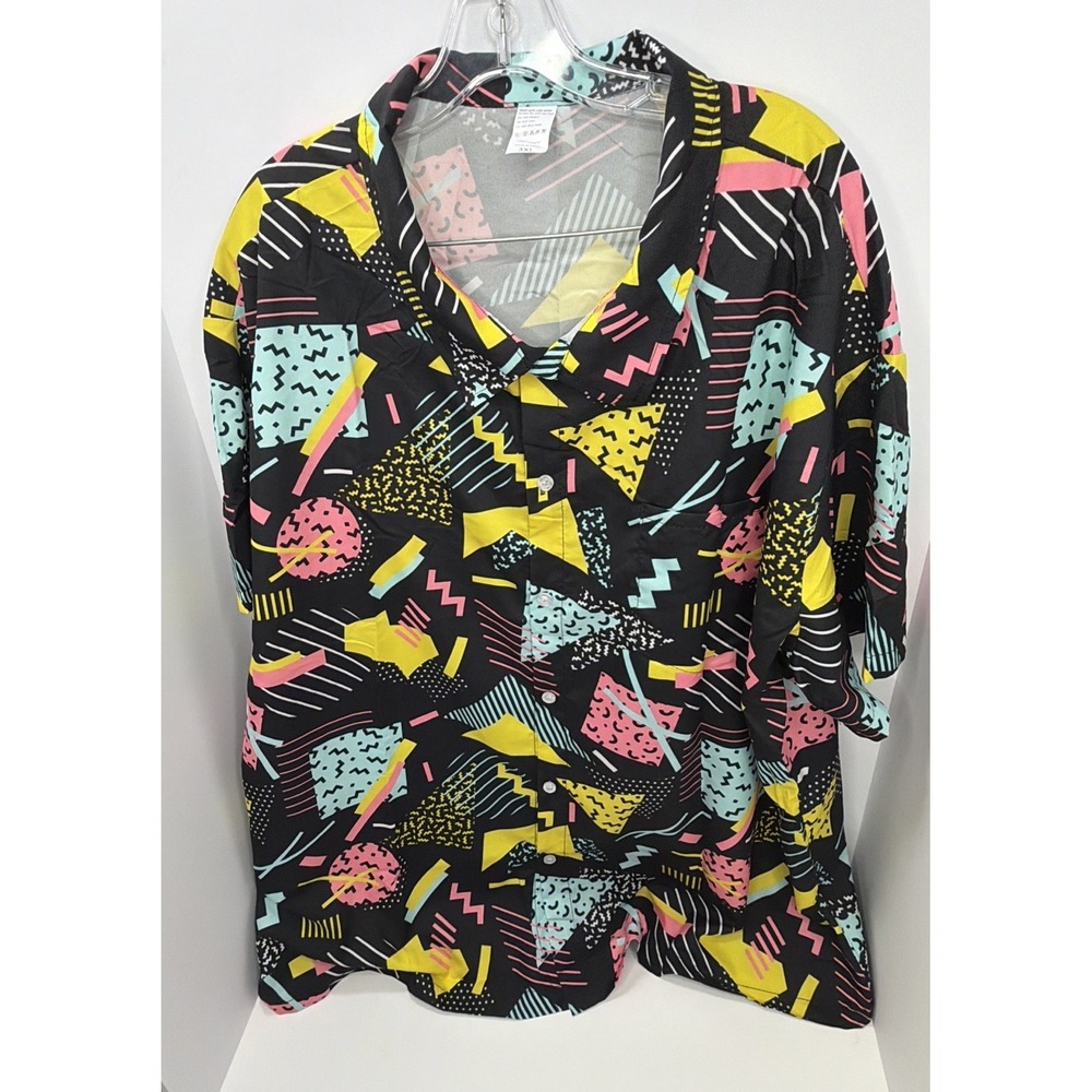 Mens Abstract Shirt Geometric Saved By The Bell Theme Size 3XL - '90s Party Look - Picture 5 of 14